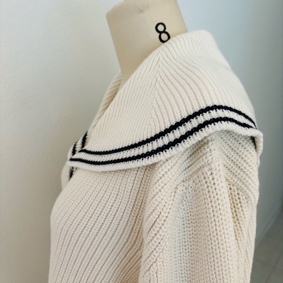Doen Voyage Sweater NWT Cream Sailor Collar Cotton Wool Blend L - Picture 5 of 10